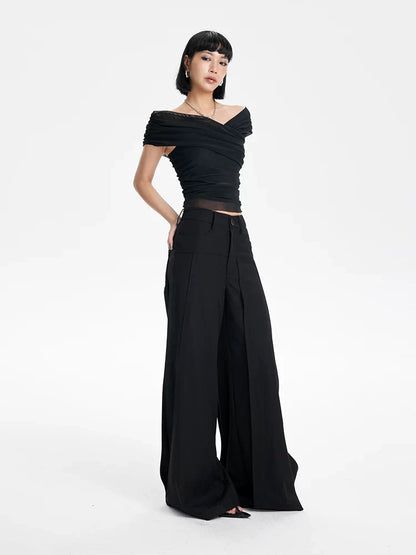 CHIC PATCHWORK WIDE-LEG PANTS