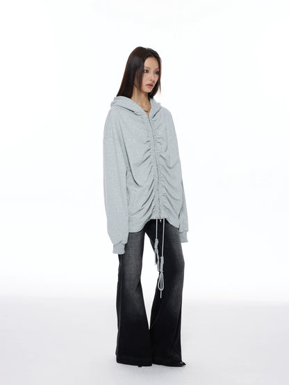 RUCHED ZIP HOODIE