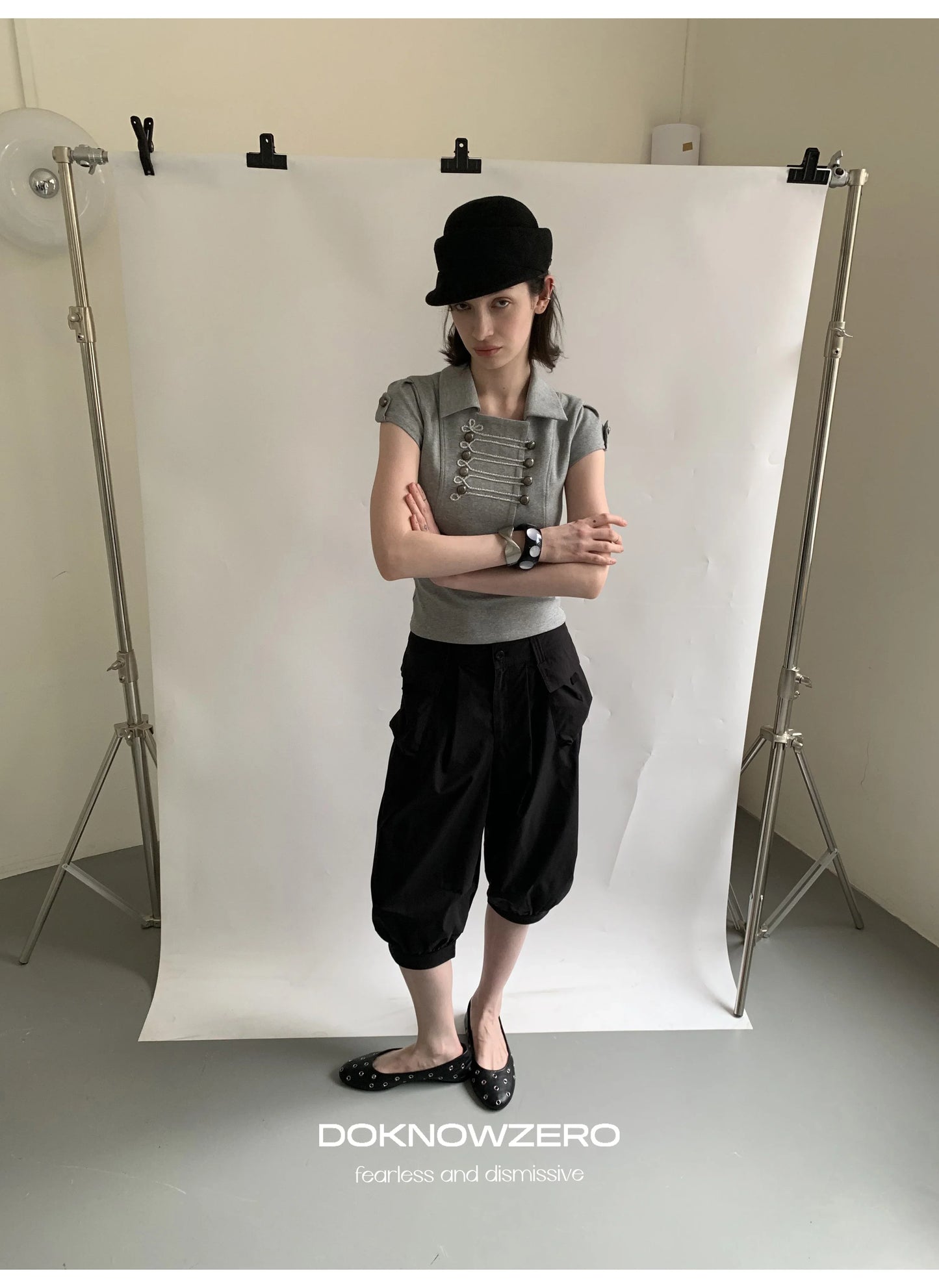 DOUBLE-BREASTED CROP TOP SET