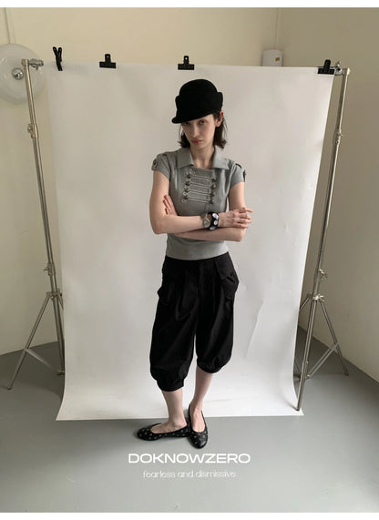 DOUBLE-BREASTED CROP TOP SET