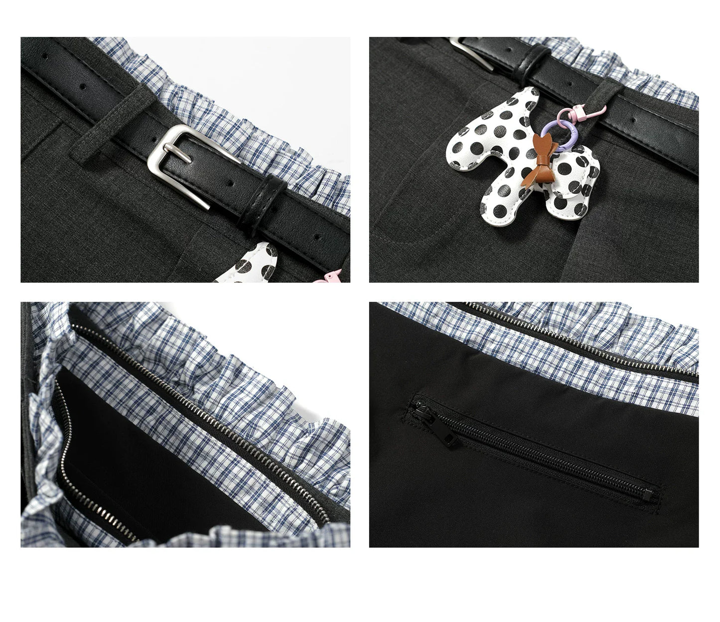 CHECKERED PANEL TROUSERS WITH TOTE