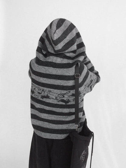 STRIPE POMPOM HOODIE