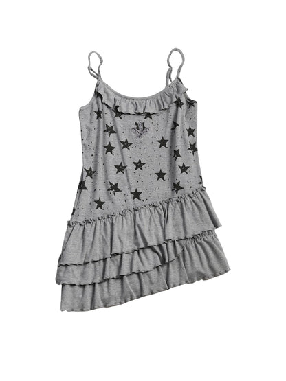 STAR PRINT RUFFLE CAMISOLE TOP