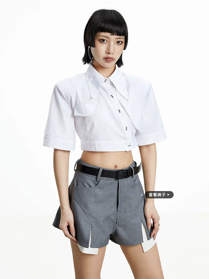 WHITE IRREGULAR CROP TOP