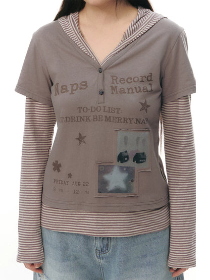 SPLICED HOODIE T-SHIRT