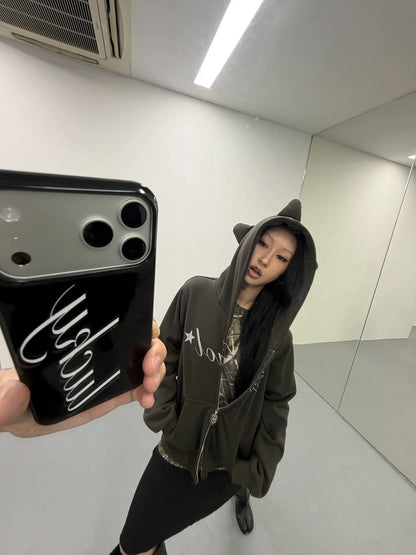 HORNED FLEECE HOODIE