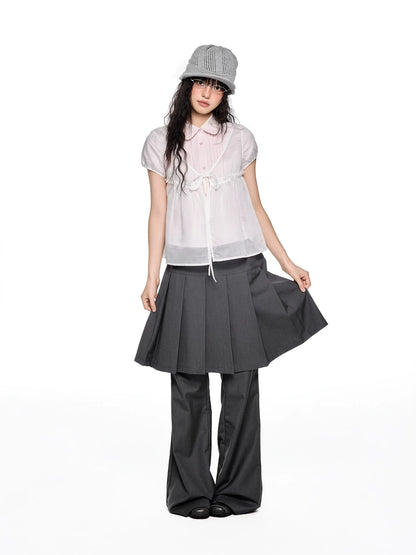 PLEATED FLARE TROUSERS