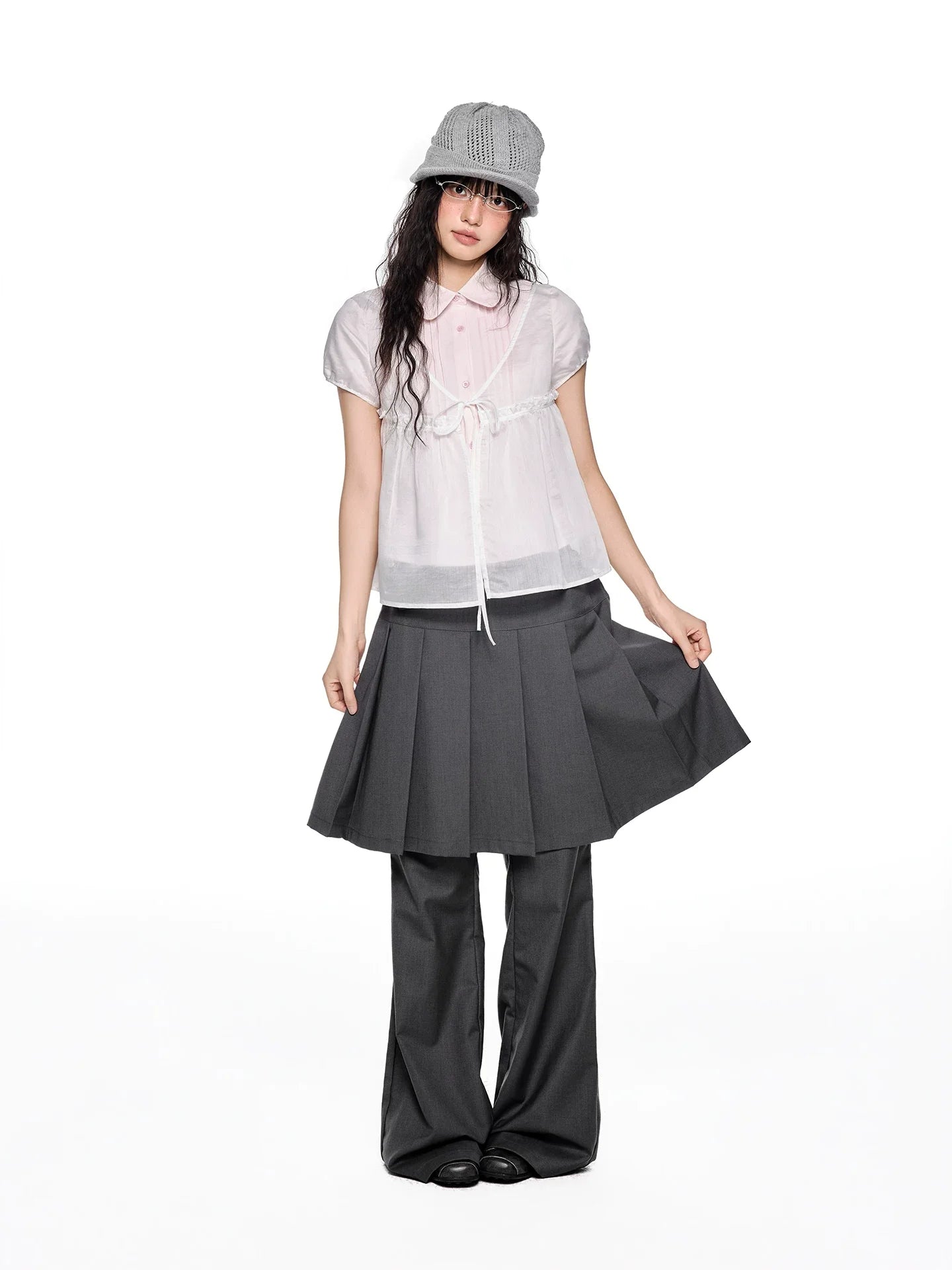 PLEATED FLARE PANTS SET