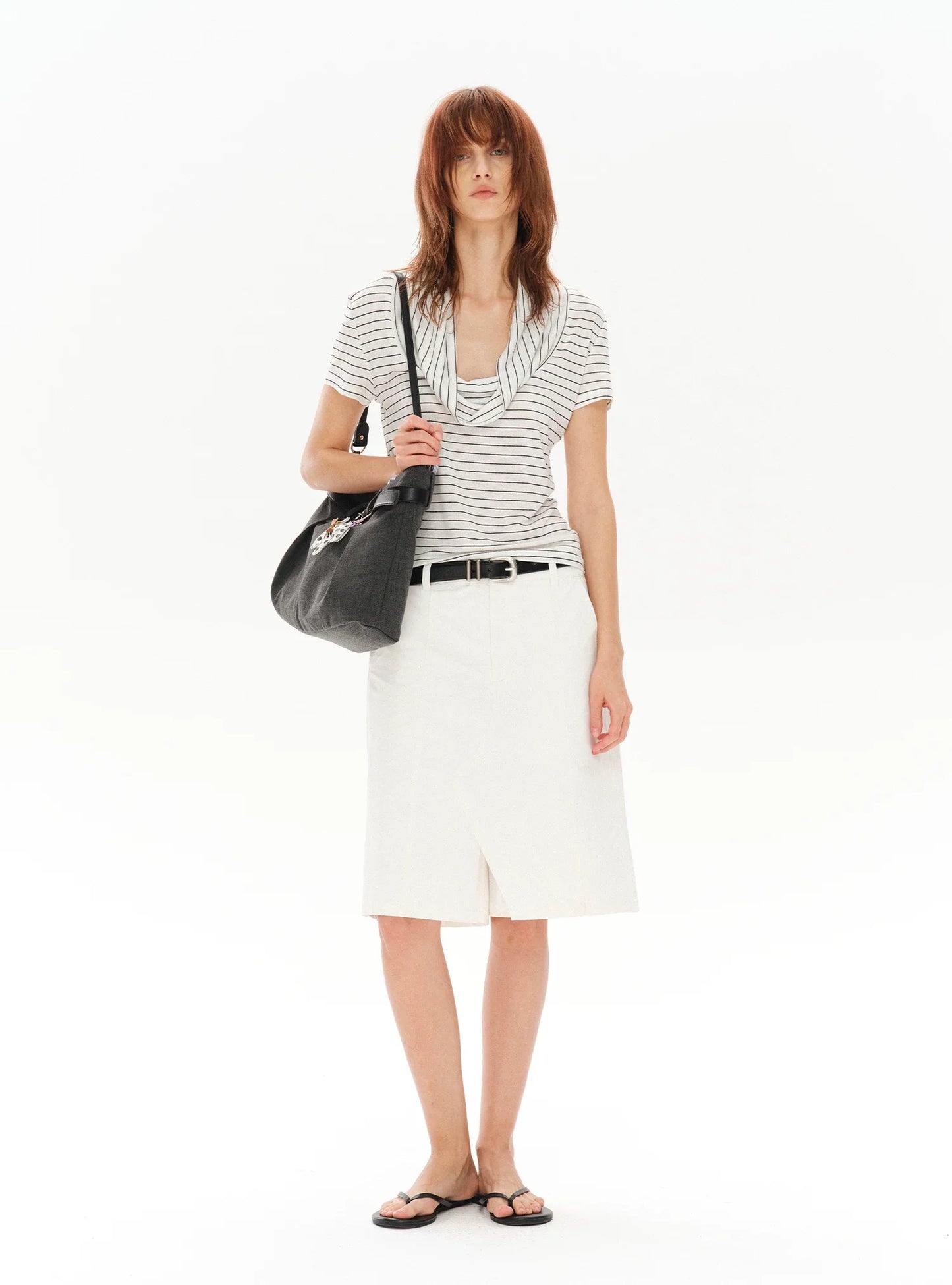 CHECKERED PANEL TROUSERS WITH TOTE