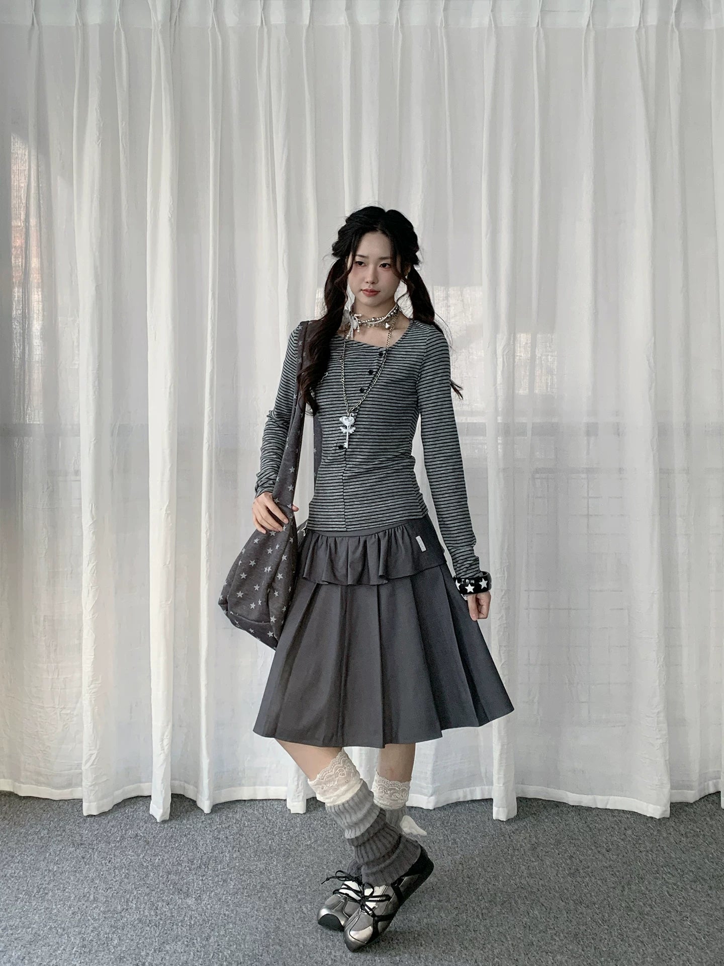 PLEATED A-LINE SKIRT SET