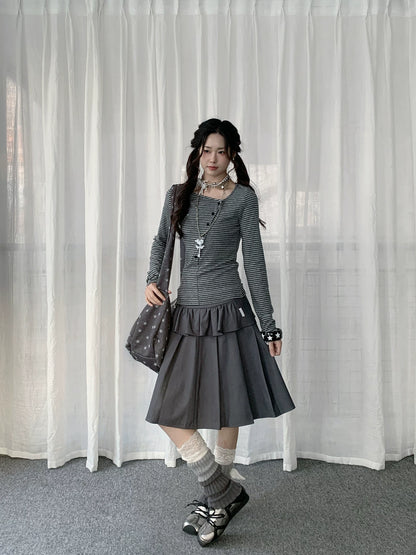 PLEATED A-LINE SKIRT SET