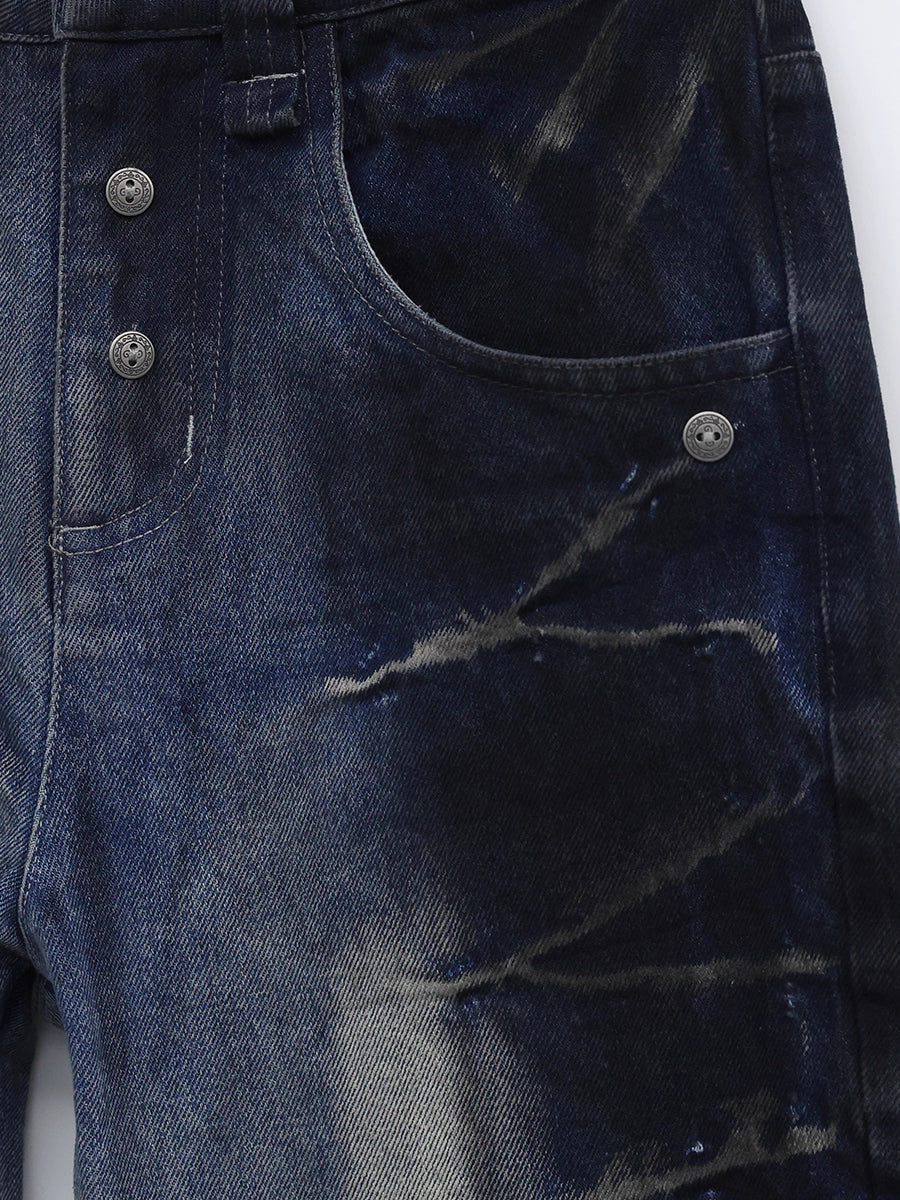 CRACKED WASH DENIM