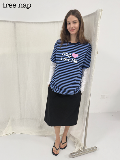 PLAYFUL STRIPED CAT & DOG TEE