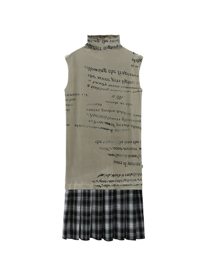 PLAID TURTLENECK TANK DRESS