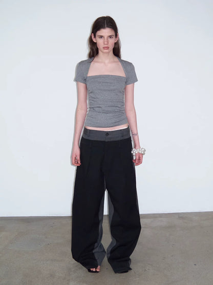 DECONSTRUCTED STRIPED CASUAL PANTS