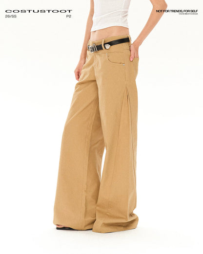 CASUAL WIDE-LEG TWILL PANTS