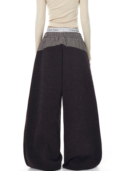 LAYERED WAIST WIDE PANTS