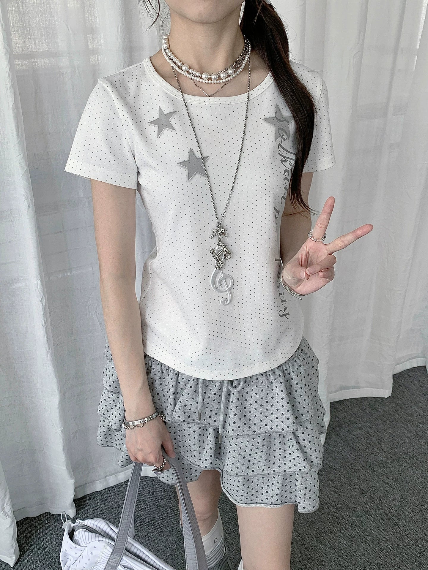 POLKA DOT STAR PRINTED T-SHIRT