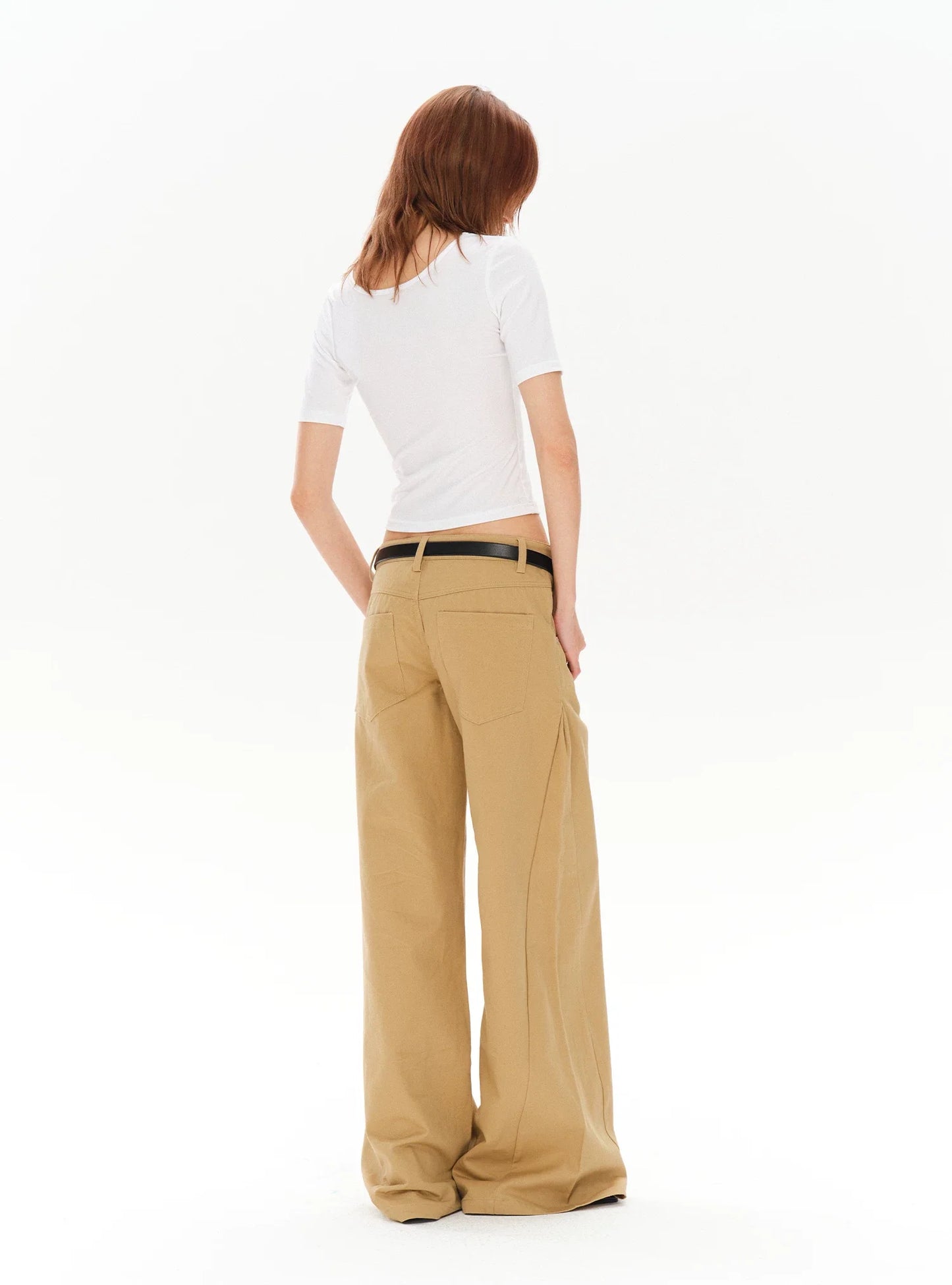 CASUAL WIDE-LEG TWILL PANTS