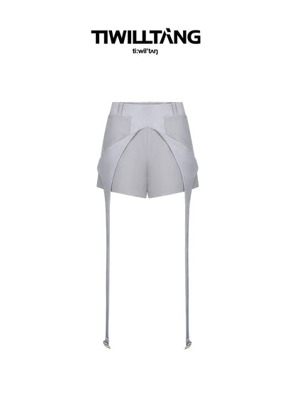 SILVER CANDLELIGHT SATIN HOT PANTS