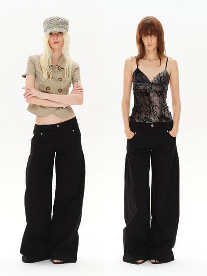 CASUAL WIDE-LEG TWILL PANTS