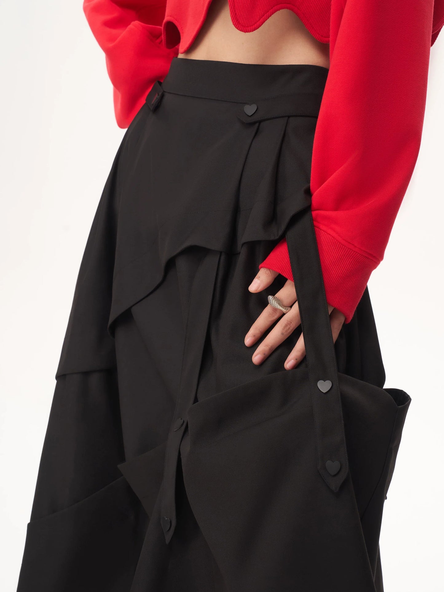 ASYMMETRICAL LAYERED A-LINE SKIRT