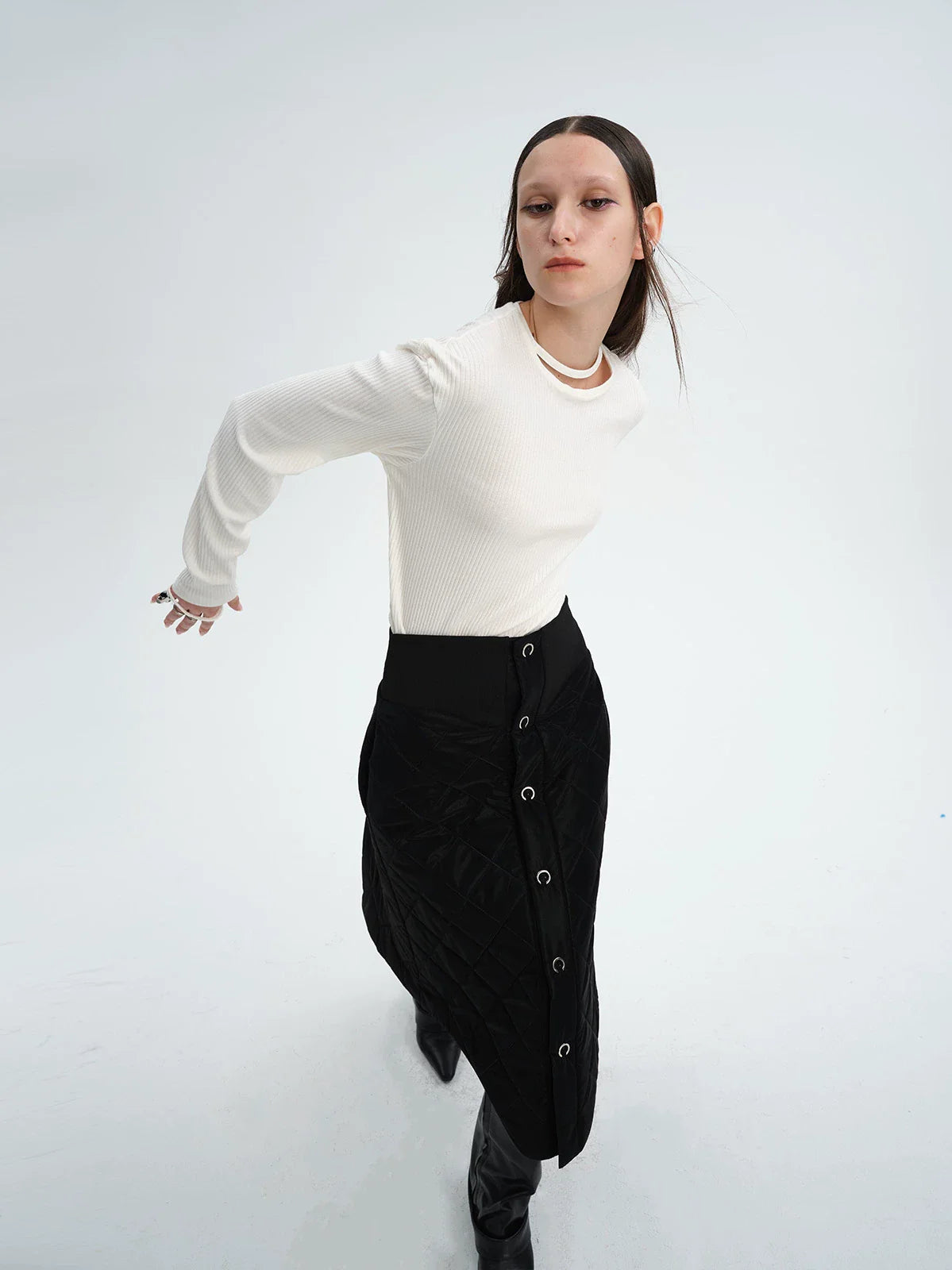 WINTER 3D QUILTED COTTON SKIRT
