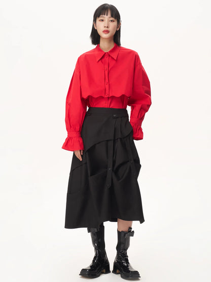 ASYMMETRICAL LAYERED A-LINE SKIRT