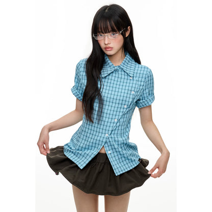 PLAID SUMMER BLOUSE
