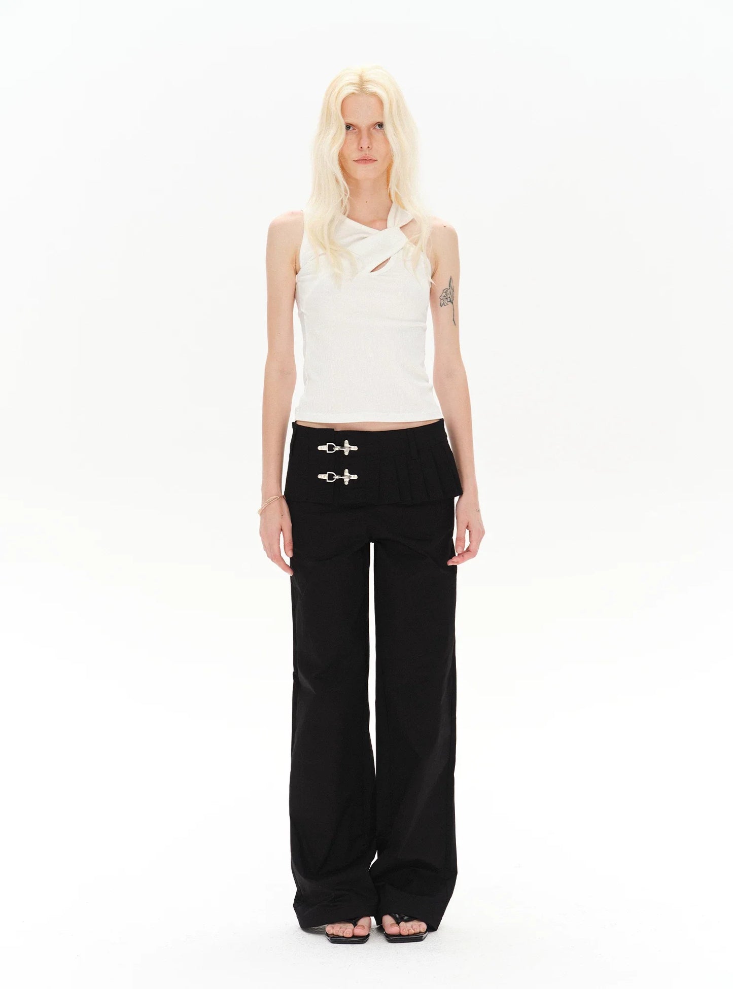 LOW-WAIST STYLISH PANTS WITH BUCKLE