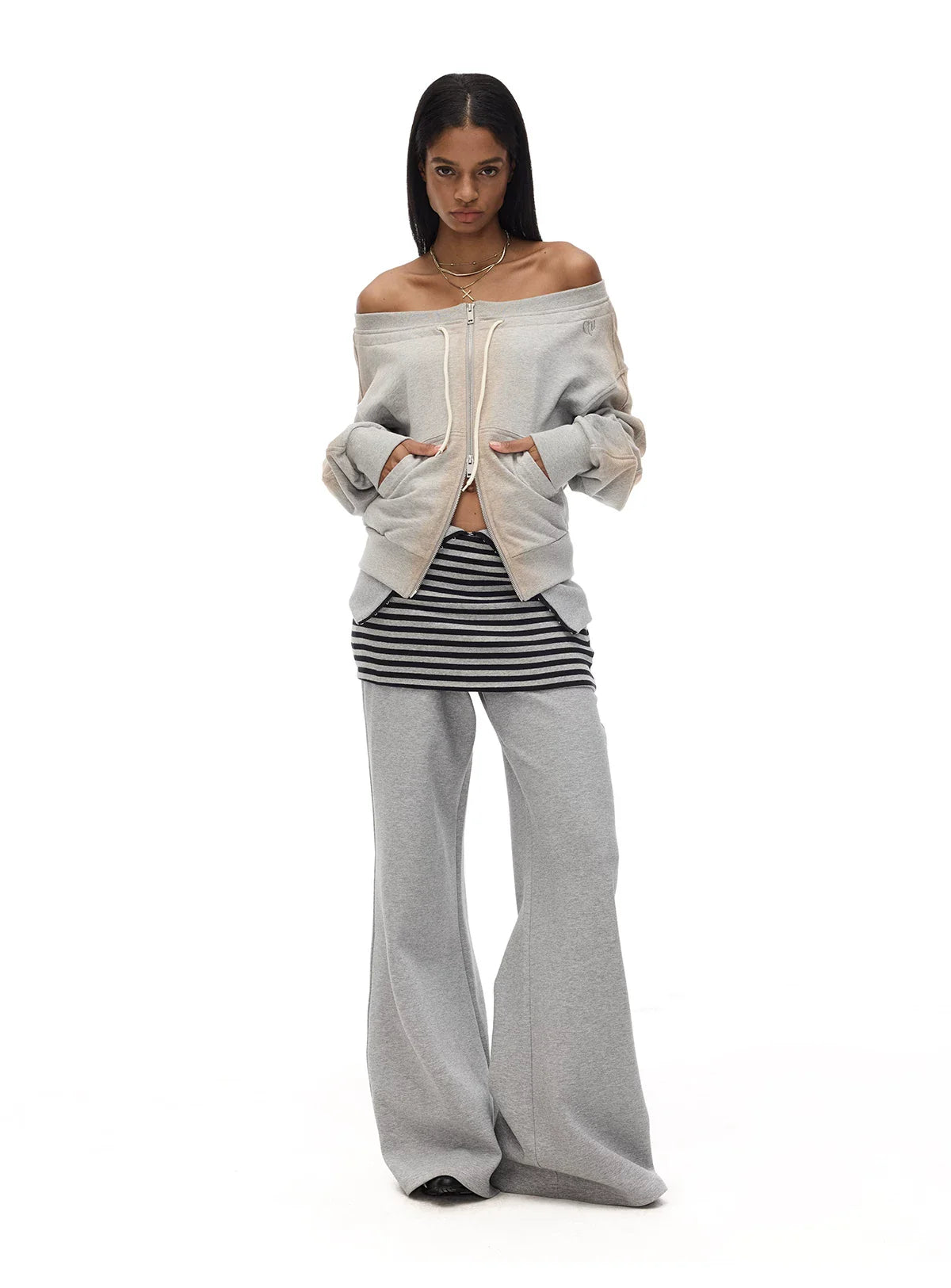 ADJUSTABLE WAIST WIDE-LEG SWEATPANTS