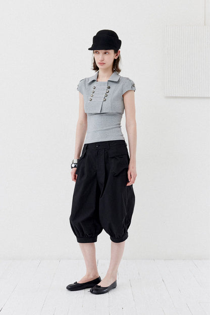 DOUBLE-BREASTED CROP TOP SET
