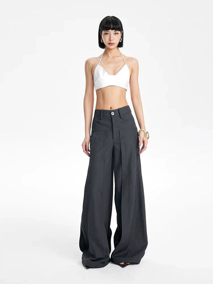 CHIC PATCHWORK WIDE-LEG PANTS