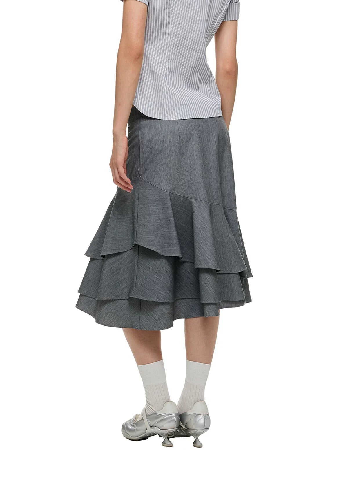 LAYERED RUFFLE SKIRT & FLARE TROUSERS
