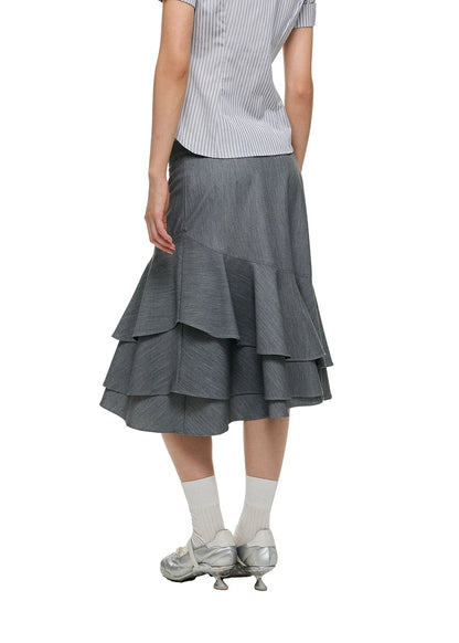LAYERED RUFFLE SKIRT & FLARE TROUSERS