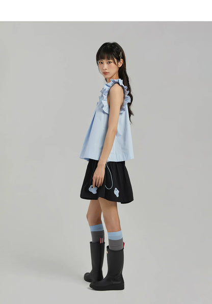 COLOR-BLOCK A-LINE MINI SKIRT