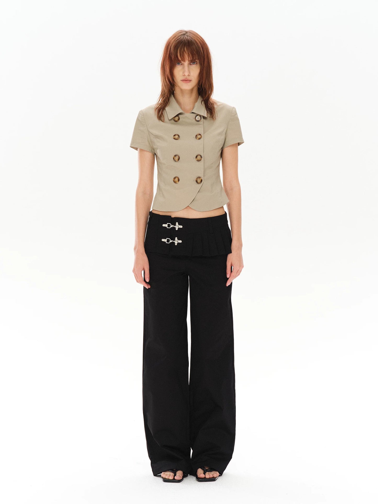 LOW-WAIST STYLISH PANTS WITH BUCKLE