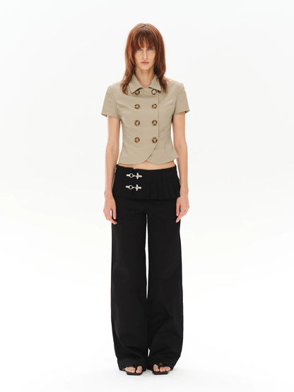 LOW-WAIST STYLISH PANTS WITH BUCKLE