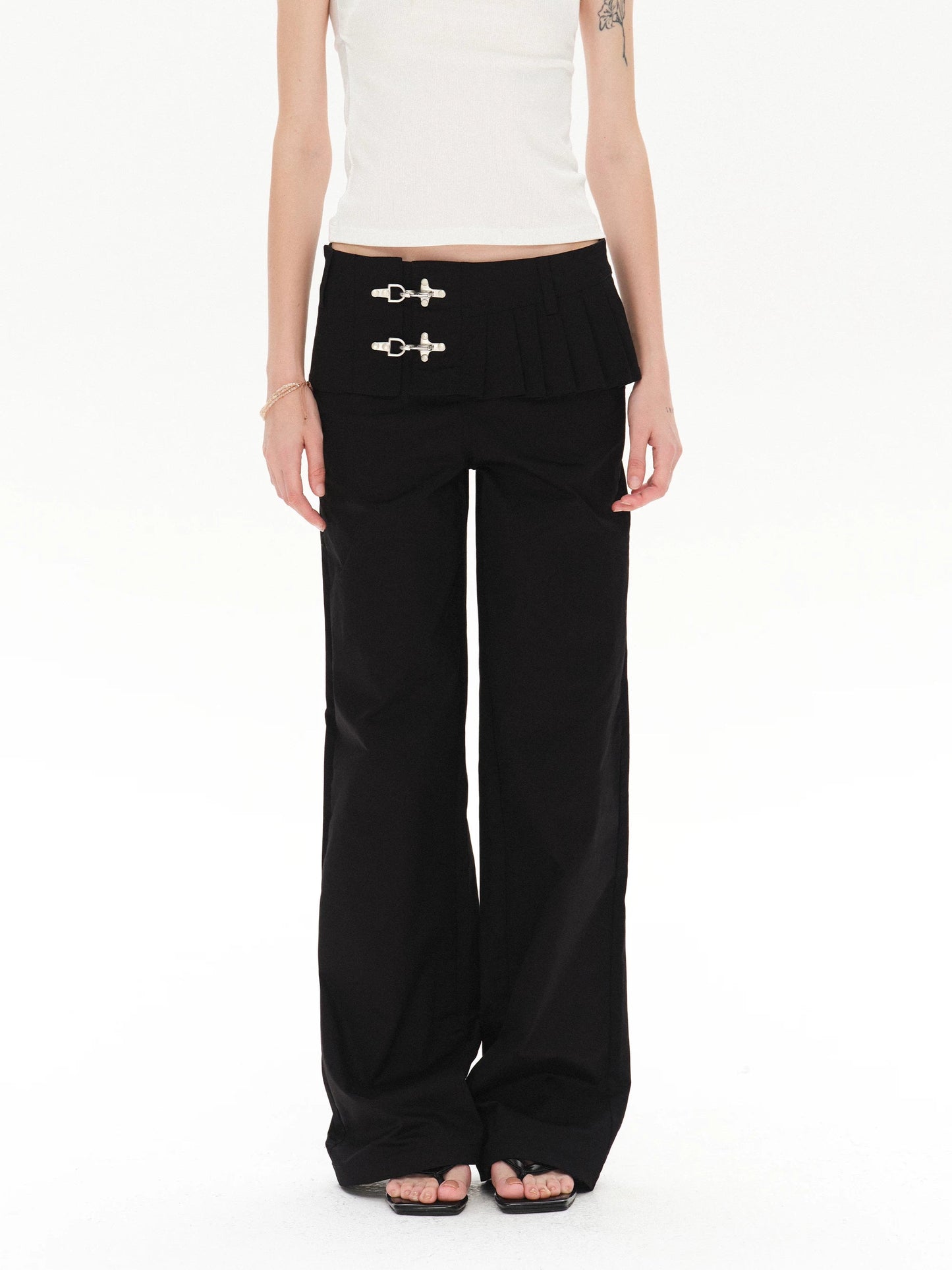 LOW-WAIST STYLISH PANTS WITH BUCKLE