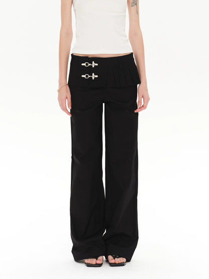 LOW-WAIST STYLISH PANTS WITH BUCKLE