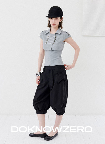 DOUBLE-BREASTED CROP TOP SET