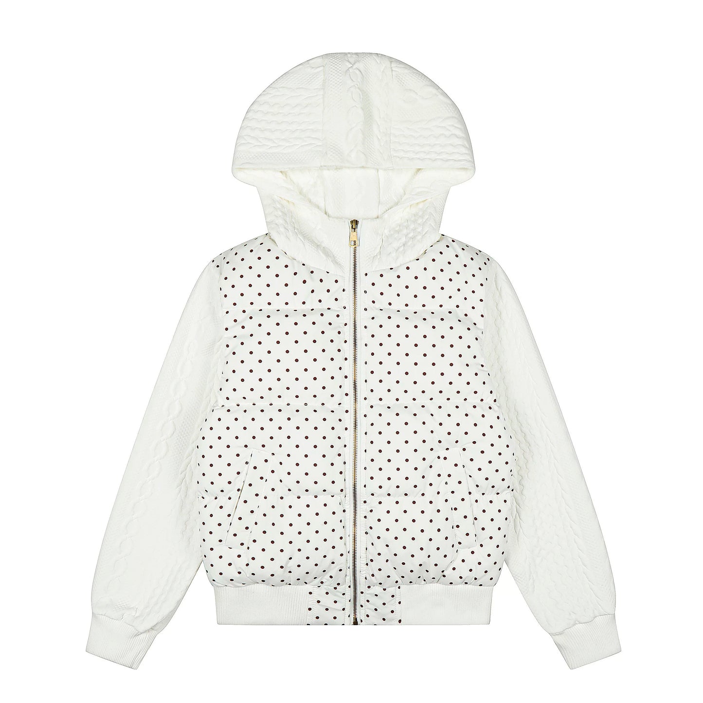 CABLE DOT PUFFER HOODIE