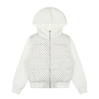 CABLE DOT PUFFER HOODIE