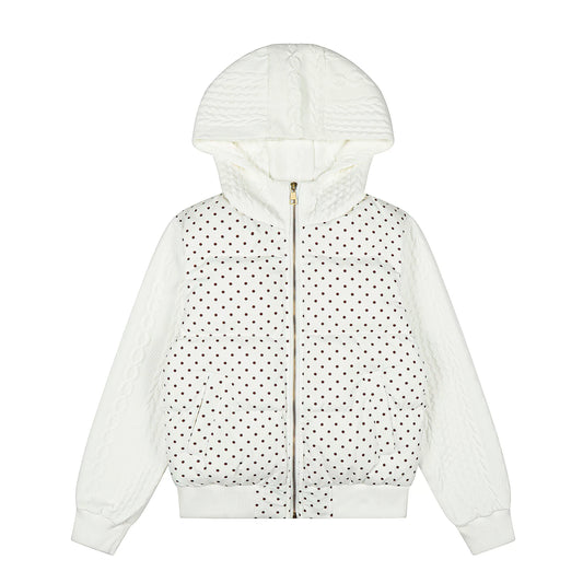 CABLE DOT PUFFER HOODIE