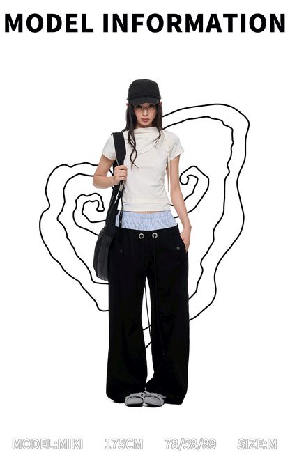 STRIPED FLOWING WIDE-LEG PANTS