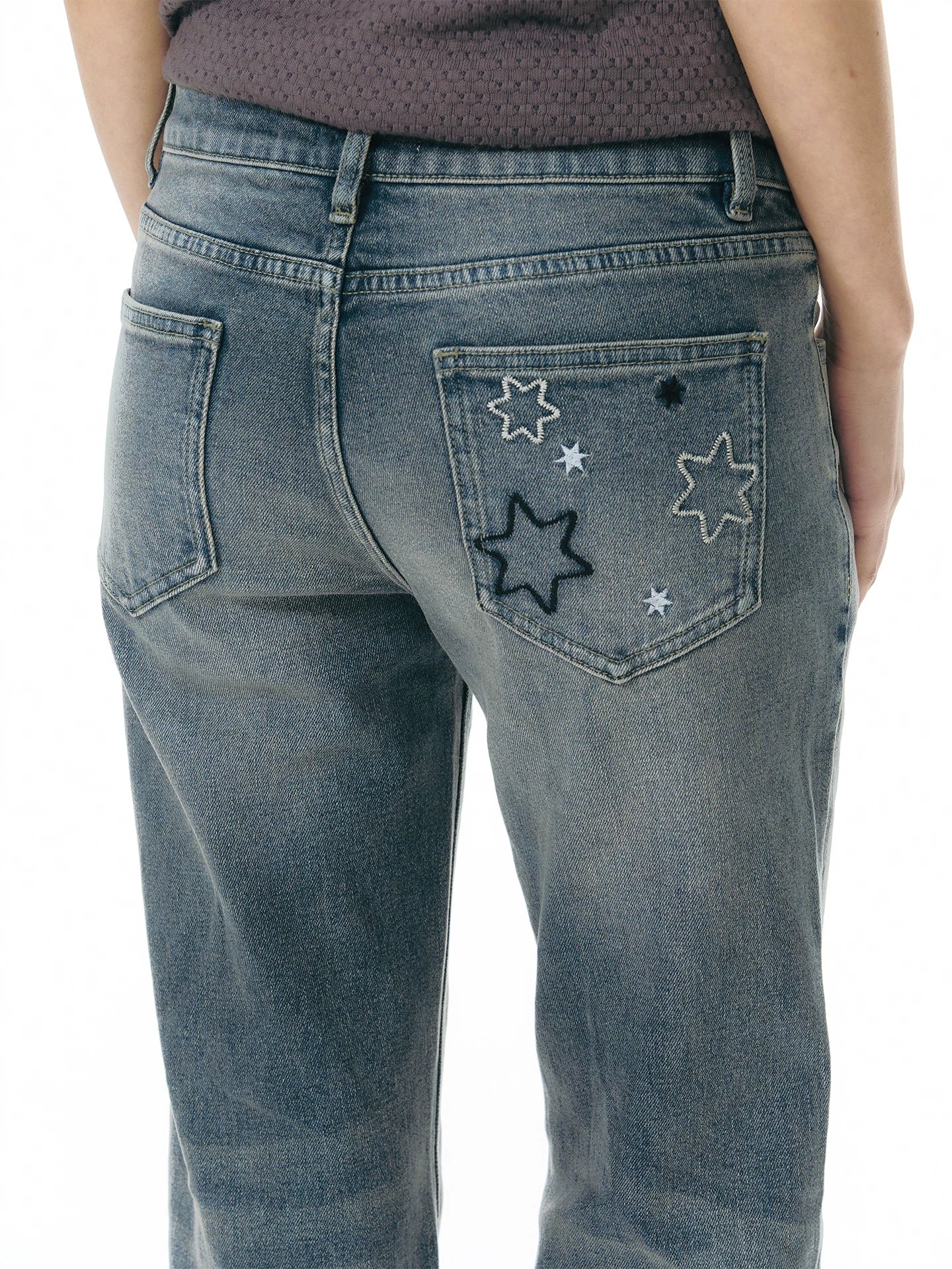 RETRO FLARED JEANS WITH EMBROIDERY