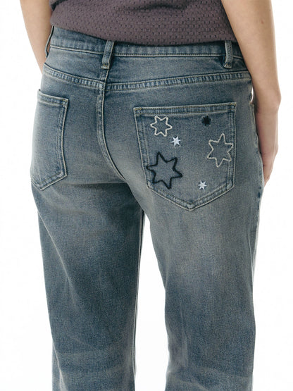 RETRO FLARED JEANS WITH EMBROIDERY