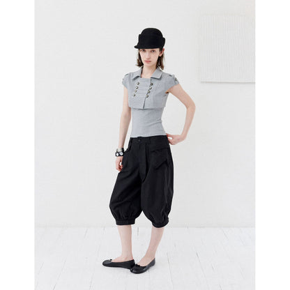 DOUBLE-BREASTED CROP TOP SET
