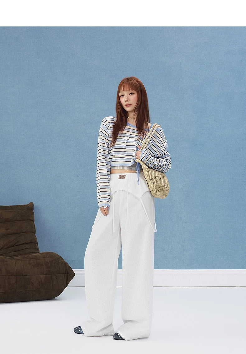 LACE-PANEL WIDE-LEG PANTS