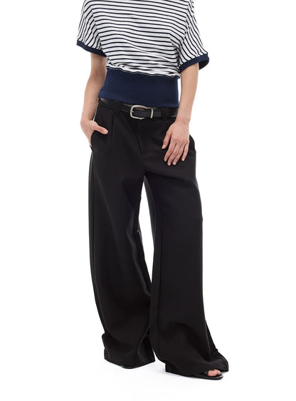 CASUAL WIDE-LEG TAPERED PANTS